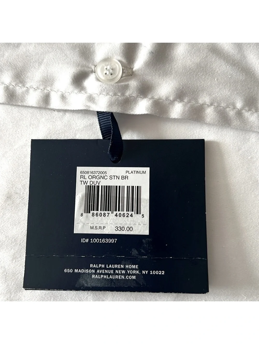Ralph Lauren RL Organic Sateen Border Duvet Cover, Twin New w/Tag Retail $330